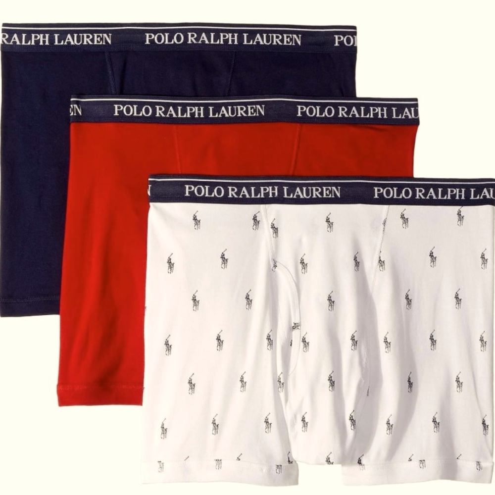 Polo by Ralph Lauren White and Red Boxer Briefs NWT 3PK